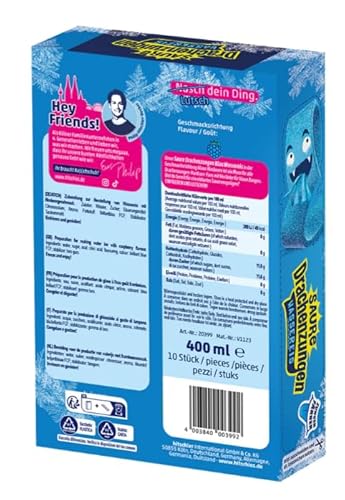 HEART FOR CARDS Hitschies Saure Drachenzungen Wassereis Set – 1x Klassisch + 1x Blau – 2x 400?ml – Fruchtig, frech & extra sauer – Einfrieren & genießen