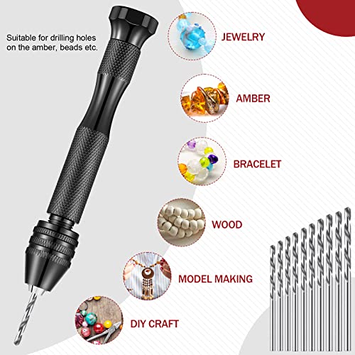 Image of 59 Pieces Hand Drill Bits Set Include 49 Pcs Metal Pin Vise Hand Drill Micro Mini Twist and 10 Pcs Tungsten Carbide PCB Rotary Tools for Resin Polymer Wood Craft DIY Jewelry Making Carving