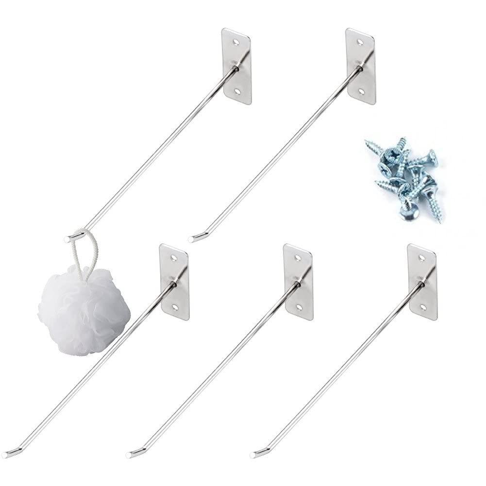 Uzztfa Silver 5 Pcs Slatwall Hooks, Metal Panel Wall Hooks Pegs Hanging Hangers Thickness Slat Pegs For Garage Shop Retail Display