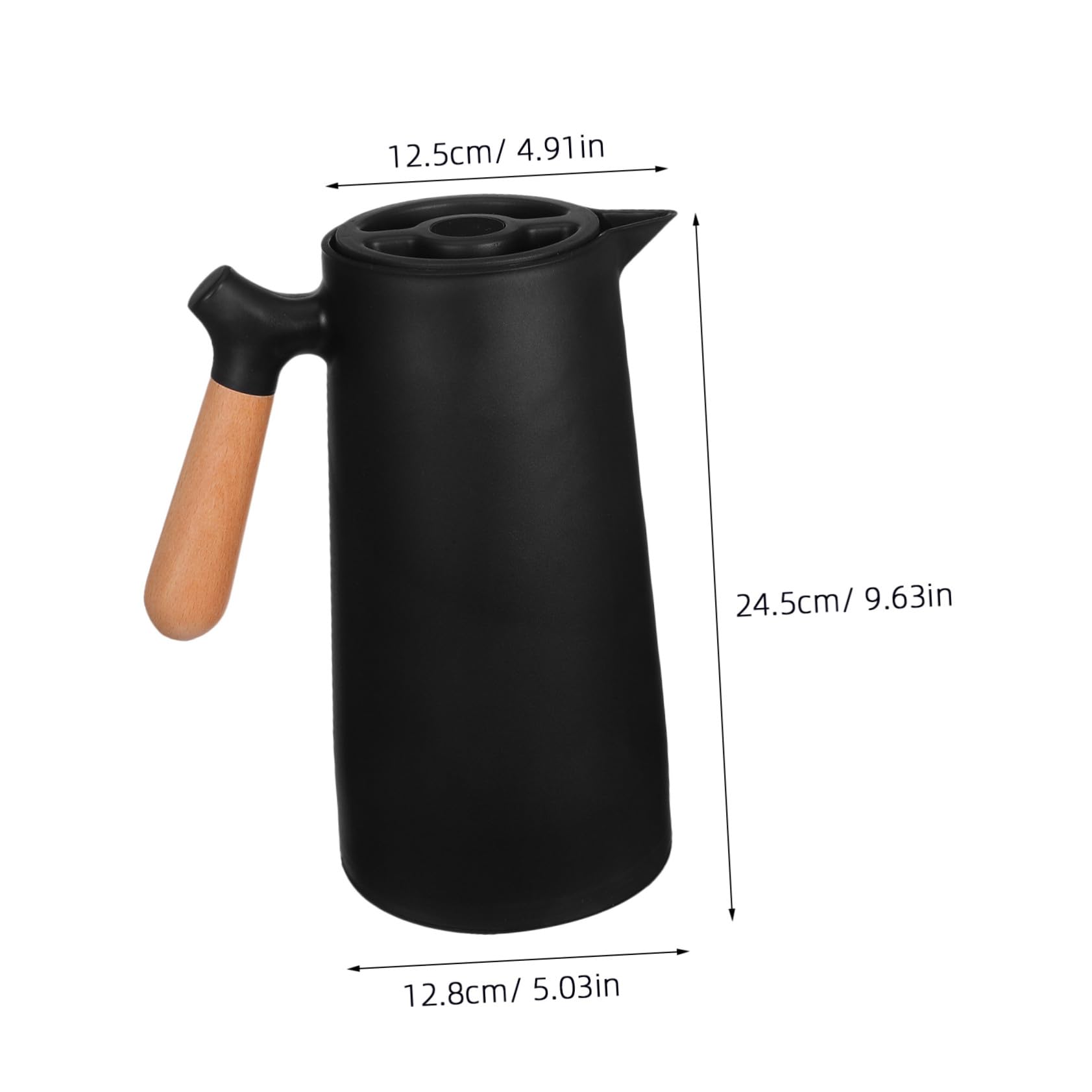 Bouteille Isotherme 1l Poignée en Bois pour Maison et Bureau, Bouilloire à Eau Chaude Élégante Coque Plastique et Doublure en Verre, Maintien Température