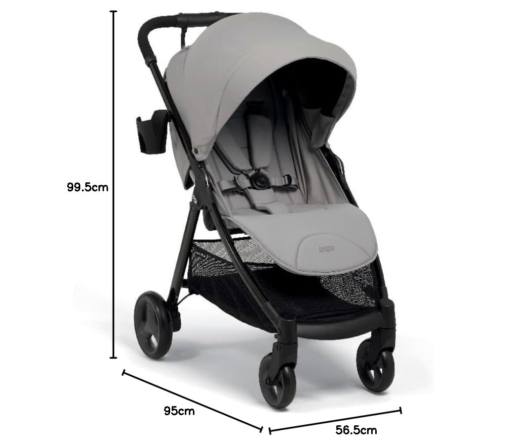 Mamas & Papas Armadillo - Passeggino pieghevole compatto con una mano, ruote bloccabili e ampio cappuccio regolabile, colore: grigio
