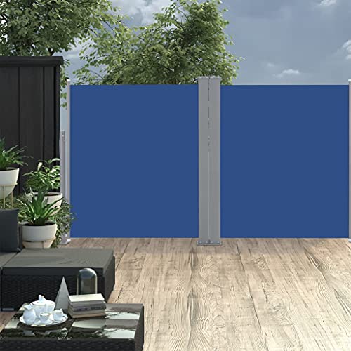 Toldo lateral retráctil azul de 140x600cm para terraza y jardín 5