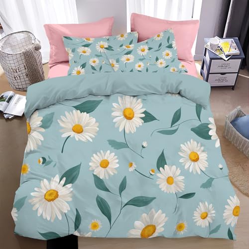 Linge de lit marguerites imprimées 3D en microfibre douce 220x240 cm