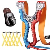 Schleuder Objetivos y Accesorios, 304 Acero Inoxidable al Aire Libre ?Profesional Objetivos y Accesorios Juguete + 5 Piezas de reemplazo de Bandas de Goma + 1 Bolsa de Cuero