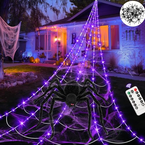 Riesen Rentier Beleuchtet 12 5M Spinnennetz Halloween Deko Außen, 150 LED Riesen Spinnennetz...