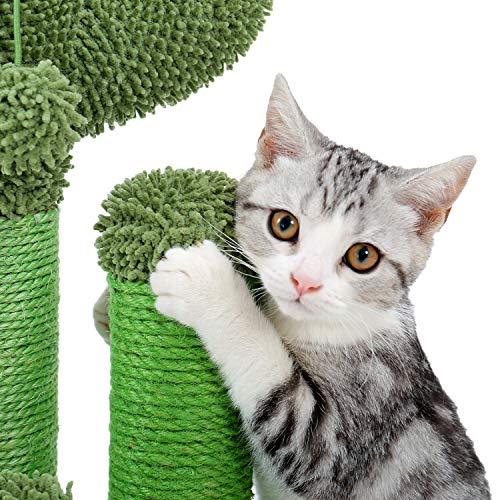 PAWZ Road Cat Scratching Post Cactus Cat Scratcher Featuring with 3 Scratching Poles and Dangling Ball-Medium 23 Inches - Image 4