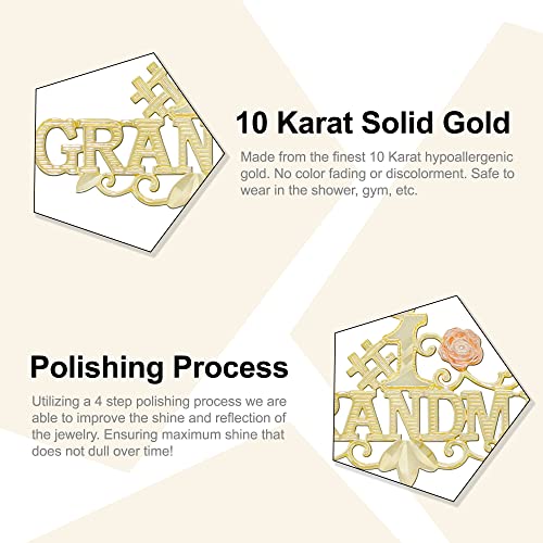 Gold Grandma Charm Pendant - 10 Karat Gold - Grandma Jewerly - Gift for Grandma2