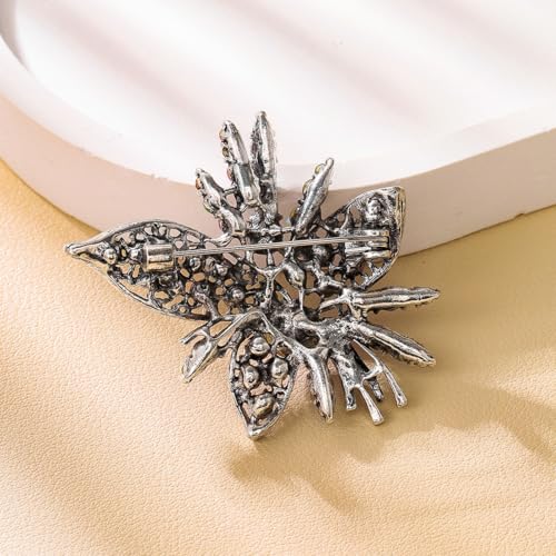 Image of Rhinestone Sunflower Brooch Pin for Women Red Black Purple Large Flower Broochs Snowflake Brooch Marquise Wreath Brooches Jewelry