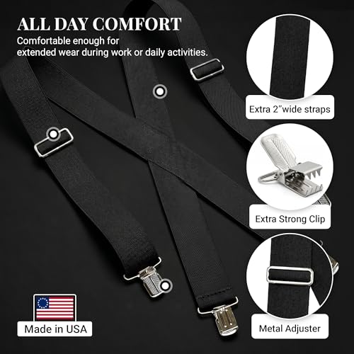 Image of HOLD'EM Suspenders for Men - Mens Suspenders Heavy Duty, Work Suspenders for Men, Jeans, Big and Tall, Seniors