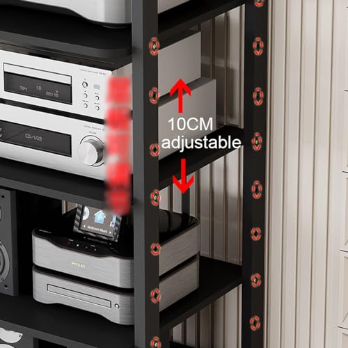 Meuble stéréo noir à 7 étagères de rangement pour console de jeu - 3