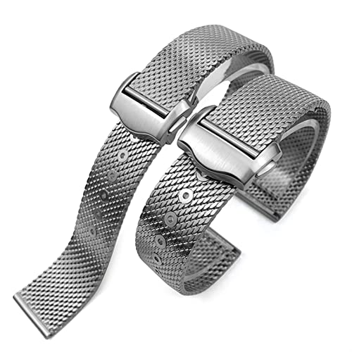 Bracelet montre tressé acier titane 20mm boucle déployante style 007
