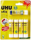 UHU Stic, Der Bewährte Klebestift - Klebt Stark, Schnell und dauerhaft, 4 x 8.2g + 8.2g MAGIC Blau
