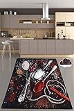 miqna Küchenteppich, rutschfeste Küchenläufer, Waschbarer Küchen Teppich, Schwarz Küchenmatte, (schwarz, 80 x 200 cm)