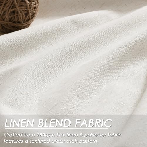 Image of Beige White 100% Blackout Linen Curtains 108 Inches Long for Bedroom Back Tab Thermal Insulated Modern Farmhouse Decor Black Out Curtain for Living Room Floor to Ceiling High Window 52x108, 2 Panels