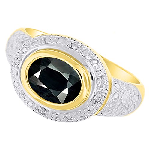 Bague argent plaqué or jaune diamant onyx bijou tendance pour femme