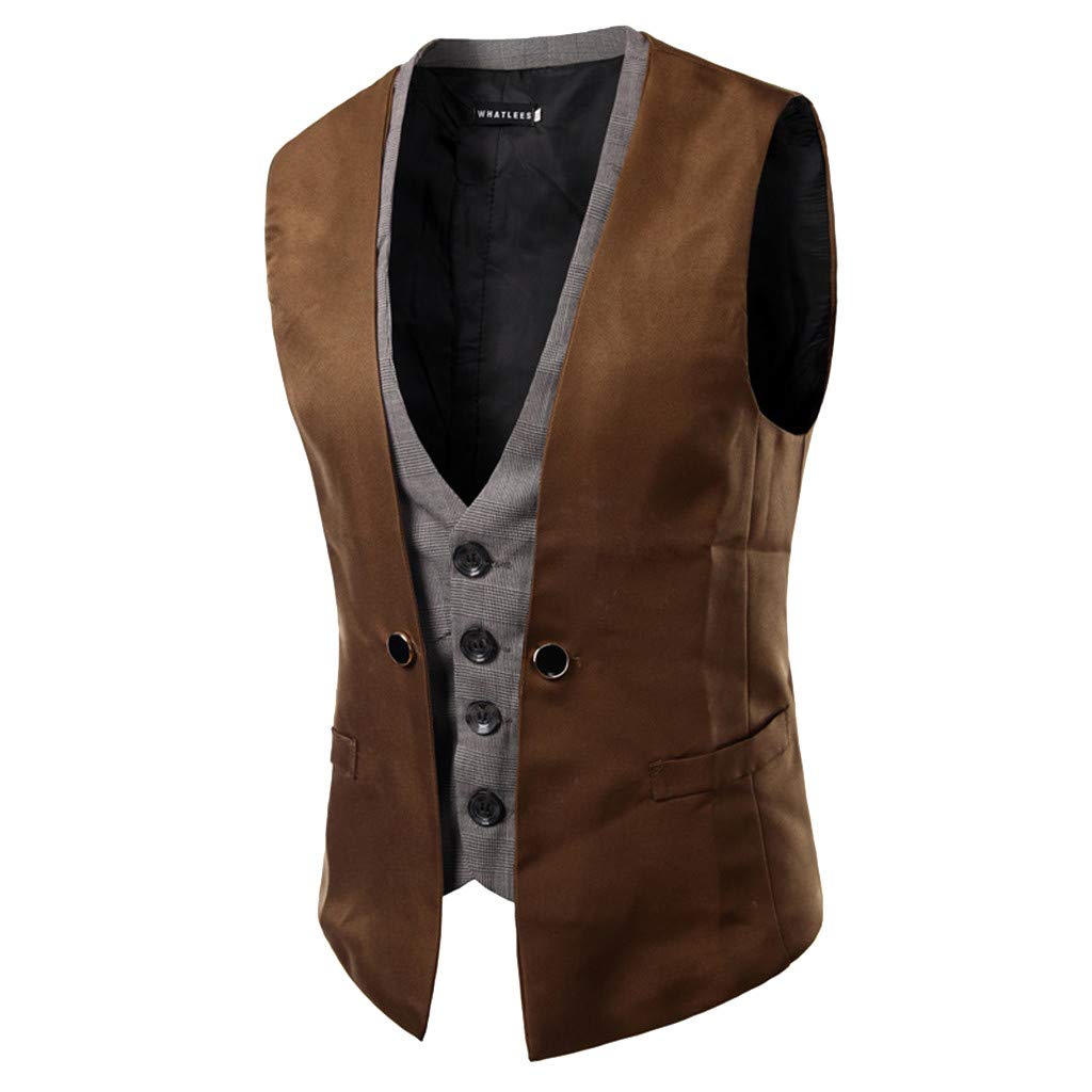 Mens Autumn Winter Casual Pocket Beston Droit Waistcoat Vest Jacket Top Coat Blazer Business Jacket Suits Vintage Retro Smart Formal Dinner Suits Jacket Waistcoat Size M-XXL