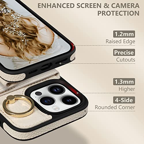 Keallce Case for iPhone 14 Pro, Stand Ring Holder Kickstand, Flip Leather Wallet Casewith Card Holder - Image 3