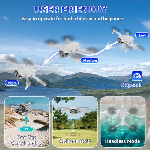 X-shop Drone with Camera for Kids & Adults, 1080P HD Mini FPV Drones with Altitude Hold, One-Key Take Off/Landing, Headless Mode, 360° Flips, Speed Adjustment, Toys Gifts for Boys Girls, Beginner - Image 6