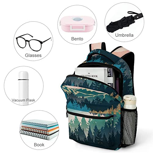Kids Backpack for School, Nature Tapestries Mountain Pattern Students Bookbags School Bags Girls Boys4