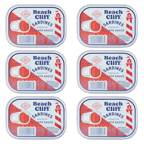 Beach Cliff Wild Caught Sardines in Tomato Sauce, 3.75 oz (6-Pack)