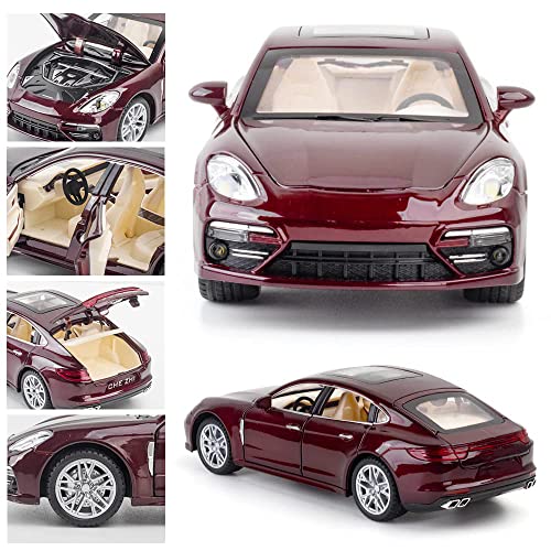 Image of DEUSON ECOM 1:24 Panamera Toy Car for Kids Diecast Metal Toy Car Light Sound Pull Back Openable Door Toys Cars, Black