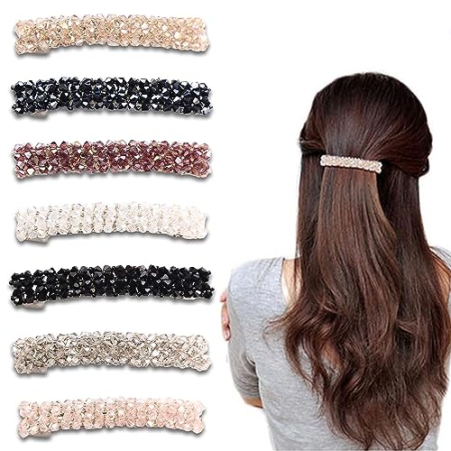 Fermagli Capelli Crystal, 7 Pezzi Forcine per Capelli Fermagli a Molla Strass Donna Crystal Cristallo Mollette Capelli Eleganti Rettangolare Adatto per Ragazze e Donna