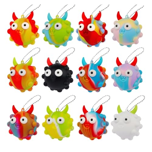 Cute Bull Horn Design Bubble Squishy Fidget, Random Color Portable