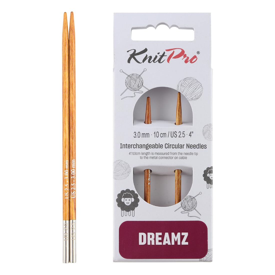 KnitPro Dreamz Interchangeable Circular Needles 4" (10cm) | Size 3.00mm