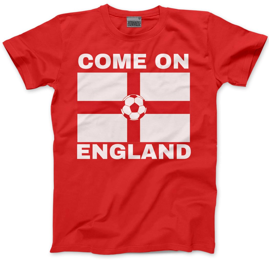England Top for Kids, Teens and Adults – Come On England Football T-Shirt - World Tournament USA Cup Tee Flag Lions Patriotic Footie Tshirt - 5XL Red