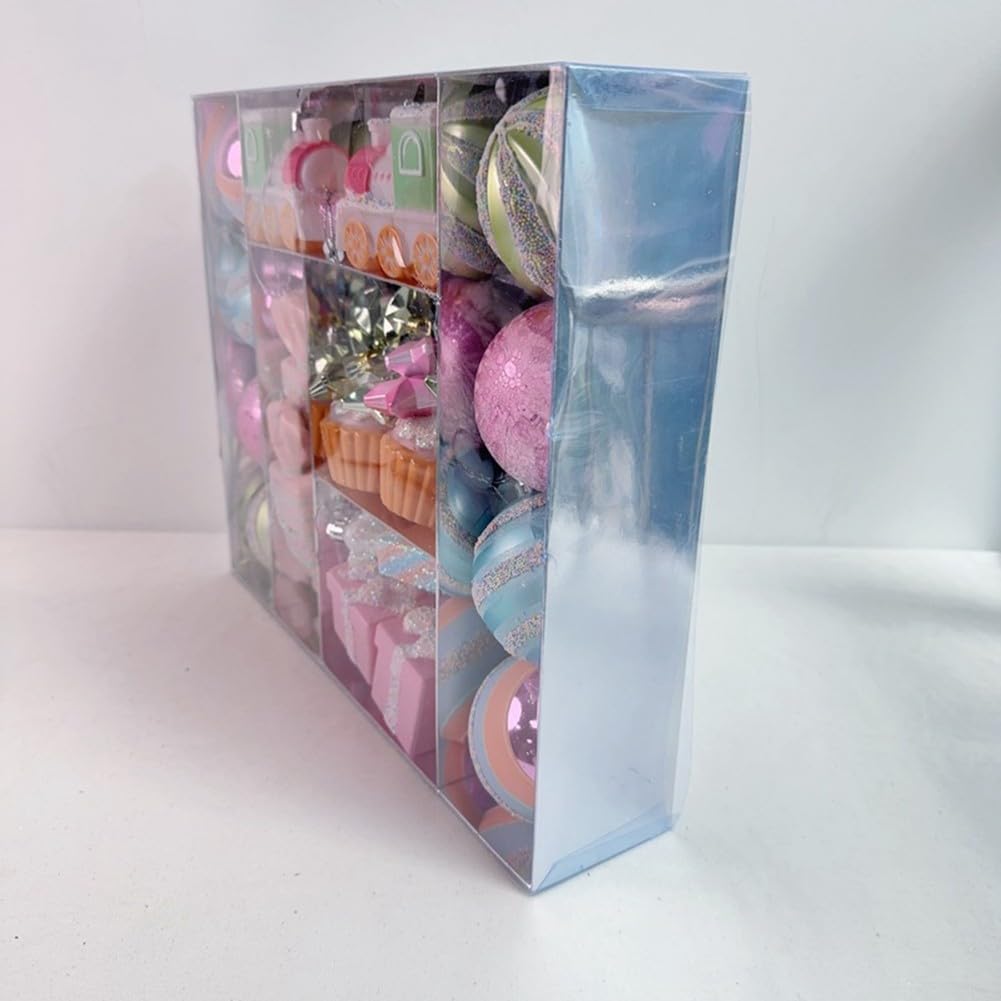 Dekoratives Anhänger-Set mit Macaron-Designs, bezaubernde Weihnachtskugeln mit Süßigkeiten- und Schneeflocken-Formen für Cheer (80 Stück)