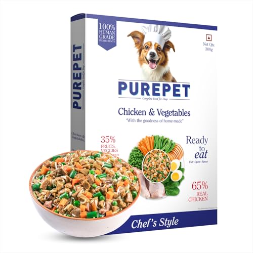 Image of Purepet Fresh Dog Food 300g | Chicken & Vegetables for Adults & Puppies | High Protein, 65% Real Chicken, 35% Fruits & Veggies | No Preservatives | Ready to Serve | All Breeds | Single Meal Pack