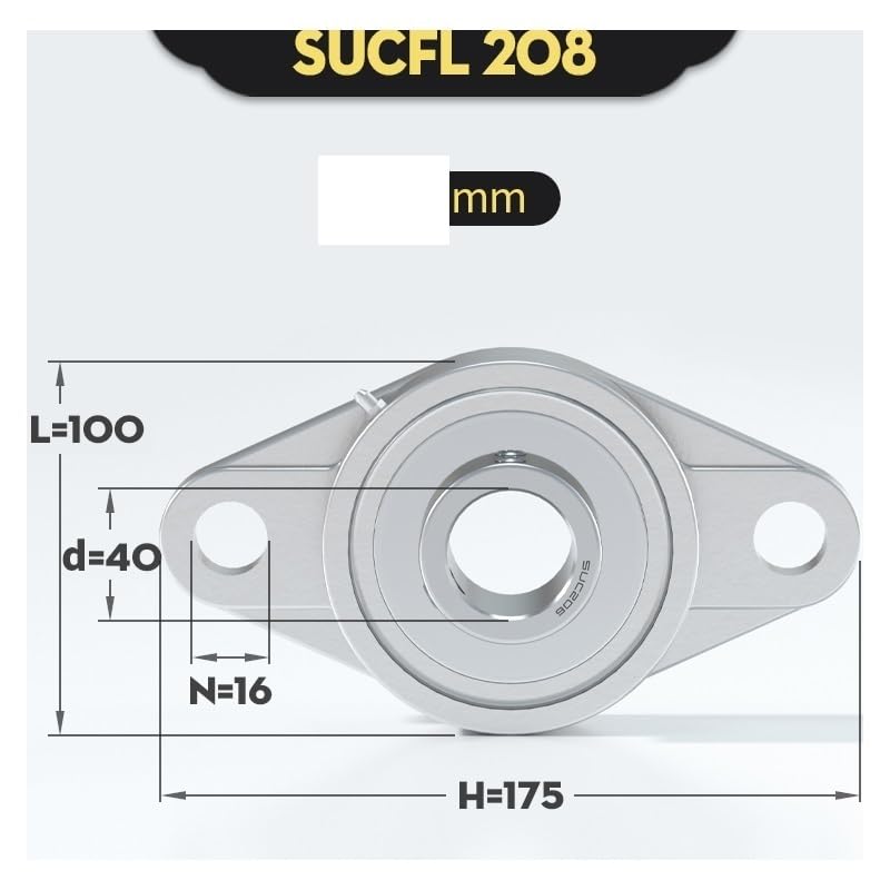 DINGGUANGHE 1PCS 304-440 Housing Stainless Steel Outer Spherical Bearing SUCFL204/SUCFL205/SUCFL206/SUCFL207/SUCFL208 Bearings(SUCFL208 ID40mm)