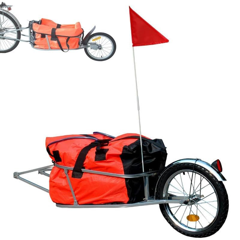 Remolque de carga para bicicleta, capacidad de 30 kg, cubierta de tela duradera para transportar mercancías y comestibles, diseño espacioso para cargas pesadas