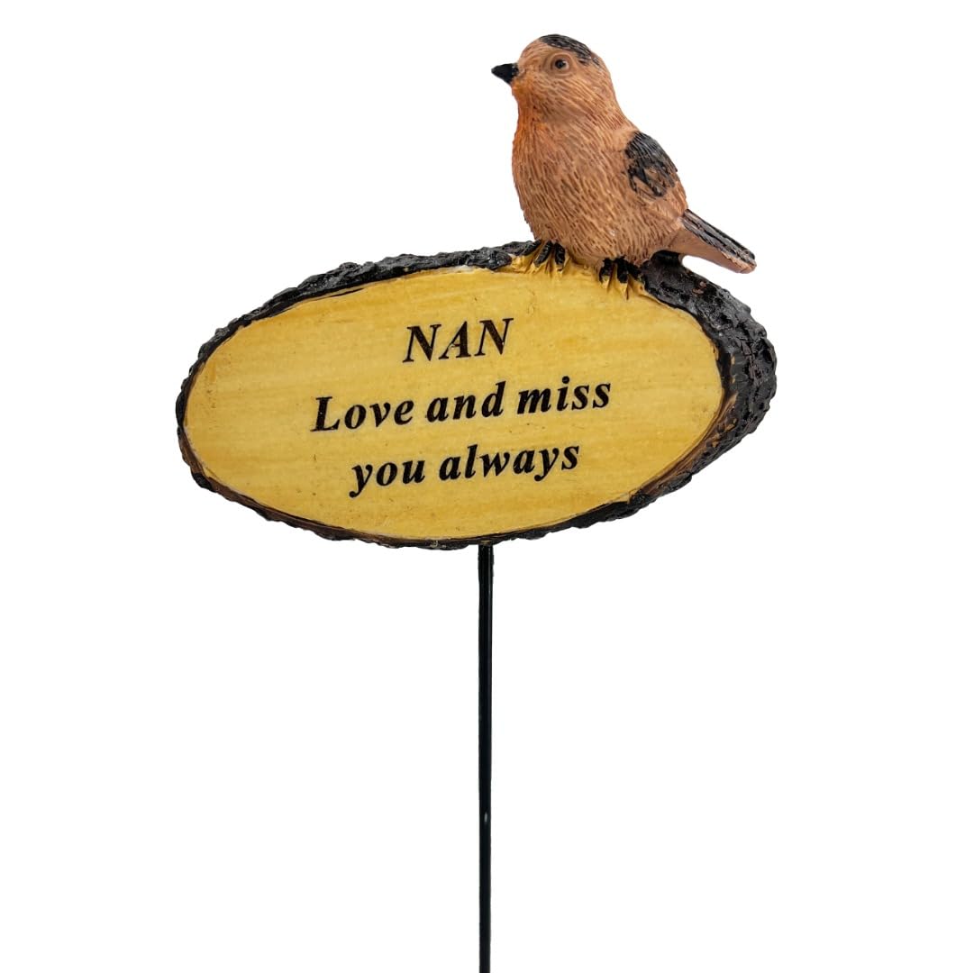 Angraves Nan Love you always Robin Bird Memorial Tribute Stick Graveside Flower Garden Plaque