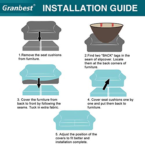 image for Granbest 3 Piece Premium Water-Repellent Couch Slipcover for 2 Cushion