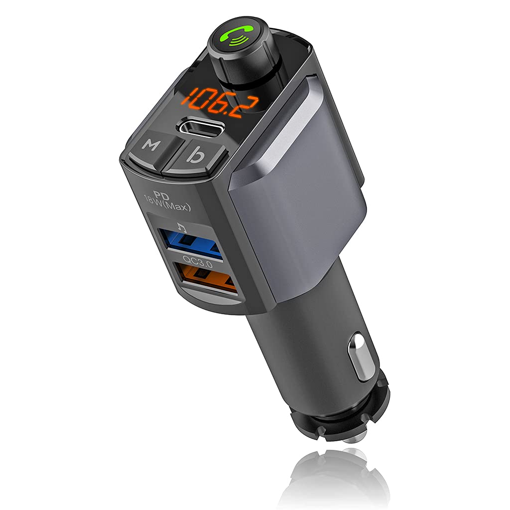 YONGYAO Coche Bluetooth Reproductor de MP3 Llamada de teléfono Manos Libres Transmisor FM Cargador de teléfono móvil Cargador rápido PD
