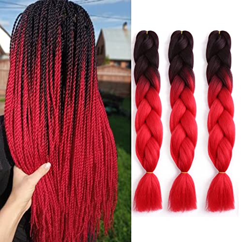 CFMY 3 Packs Kanekalon Synthetic Hair Jumbo Braids Extension Ombre