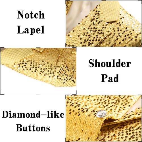 Men's Shiny Sequins Suit 2 Piece Set - Glitter Sparkle One Button Tuxedo Blazer & Pants for Wedding, Party, Prom3