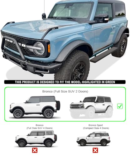 Estribos de Acero Inoxidable Negro APS 6in para Ford Bronco miniatura 2