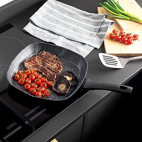 Salter-28-cm-Sarten-Parrilla-de-Aluminio-Forjado-con-Superficie-Antiadherente-BW05752S-de-la-coleccion-Megastone-Plateada-Silver Salter-28-cm-Sarten-Parrilla-de-Aluminio-Forjado-con-Superficie-Antiadherente-BW05752S-de-la-coleccion-Megastone-Plateada-Silver