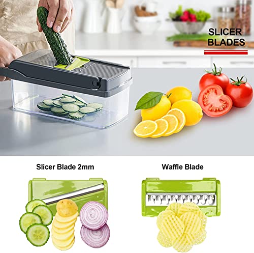 12 in 1 Vegetable Chopper Onion Chopper Food Chopper - Multi Vegtable Chopper Salad Chopper Fruit Slicer Cutter Carrot Chopper Chip Slicer Potato Chopper - Useful Chopping Tool Kitchen Items - Image 6