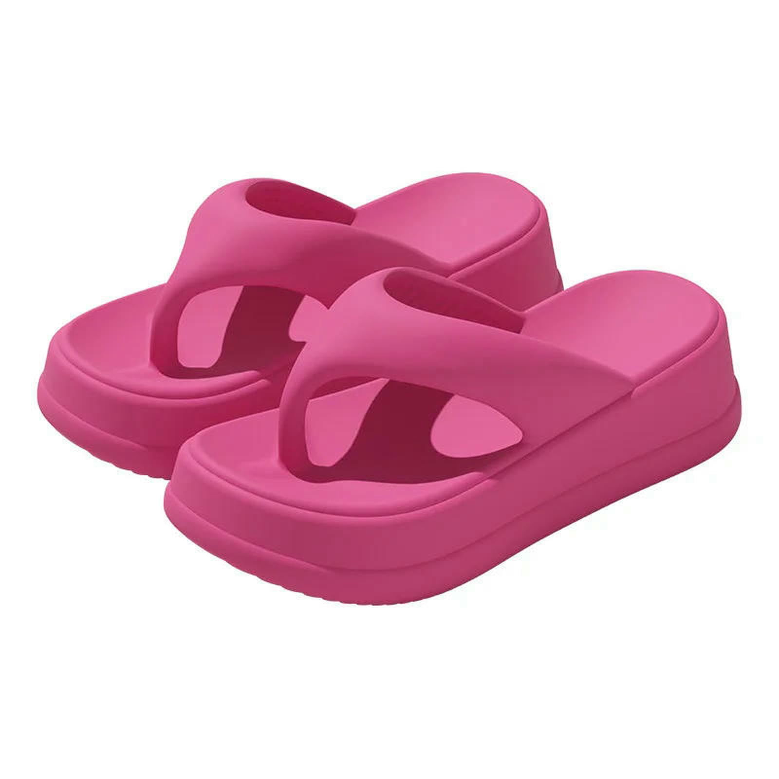 Gyios Summer Slippers Chunky Platform Rose Red Height Increase Eva Sandals Women Wedge Heel Beach Flip Flops Woman Lightweight Non Slip Sandals-rosy Red-38-39