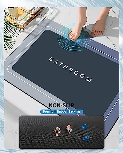 Deparnit 2 Peices Rubber Non-Slip Quick Dry Bathroom Rugs Super Absorbent Thin Bath Mat Fit Under Door, Fashion Washable Rectangle Bathroom Floor Rugs For Bathroom thumb #2
