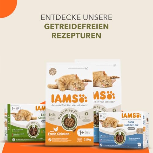 IAMS Katzenfutter trocken getreidefrei mit Huhn - Trockenfutter ohne Getreide für Katzen ab 1 Jahr, 2,5 kg