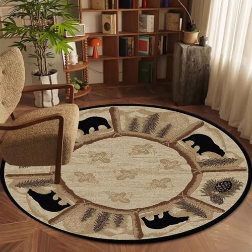 Tapete redondo tipo alfombra Rustic Lodge 3ft miniatura 2