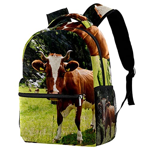 Sac à dos voyage vert avec motif vaches : le confort pour le campus
