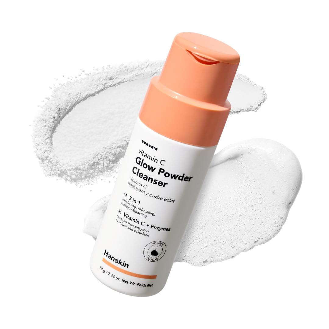 Vitamin C Glow Powder Cleanser – Korean Brightening, Exfoliating Face Wash | Papaya Enzyme + Vitamin C for Radiant, Smooth, Even-Toned Skin | Gentle Daily Powder-to-Foam Cleanser | 2.36 fl oz