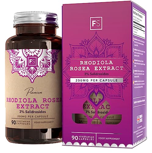 FS Rhodiola Rosea 200 mg cápsulas | Salidrosides al 3% | PÉRDIDA DE PESO Y GANO DE ENERGÍA - Fabricado en el Reino Unido en instalaciones con licencia ISO