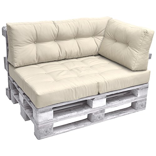 Beautissu Cojines para Palets Lateral Silla 60x40 cm Natural - 10 cm de Espesor Cojines Sofa Palets Exterior y Interior - Robustos Cuidado Fácil - Eco Elements