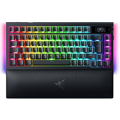 Razer BlackWidow V4 Pro 75% - Kabellose Hot-Swap-Gaming-Tastatur - OLED-Display (Befehlsrad, 4K Hz & Bluetooth-Konnektivität, magnetische Handballenauflage) ISO US-Layout | Schwarz